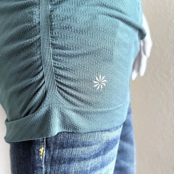 Athleta Women's Speedlight Seamless Tank Size S Green Rouched Sides Long Length - Picture 8 of 8